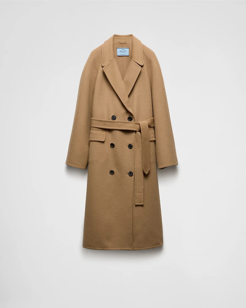 Double-breasted cashgora coat