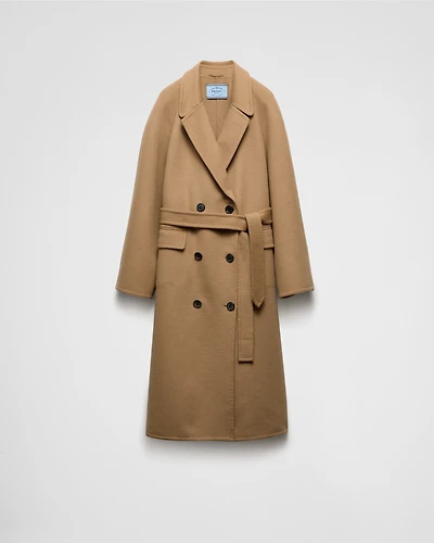 Double-breasted cashgora coat