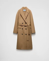 Double-breasted cashgora coat
