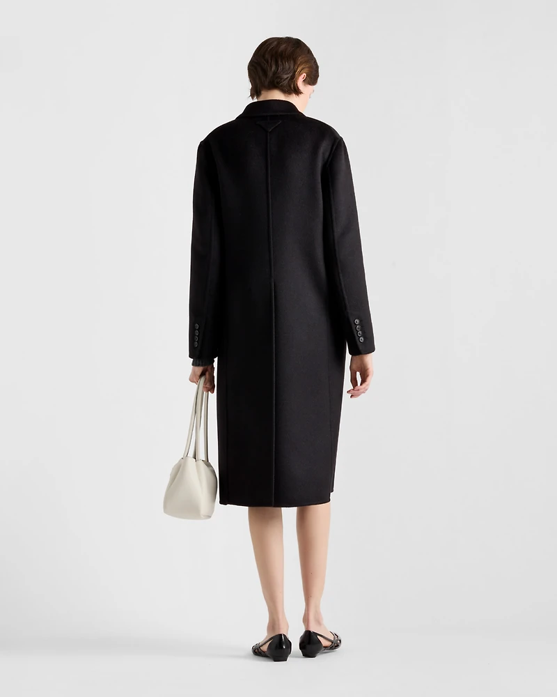 Single-breasted cashgora coat