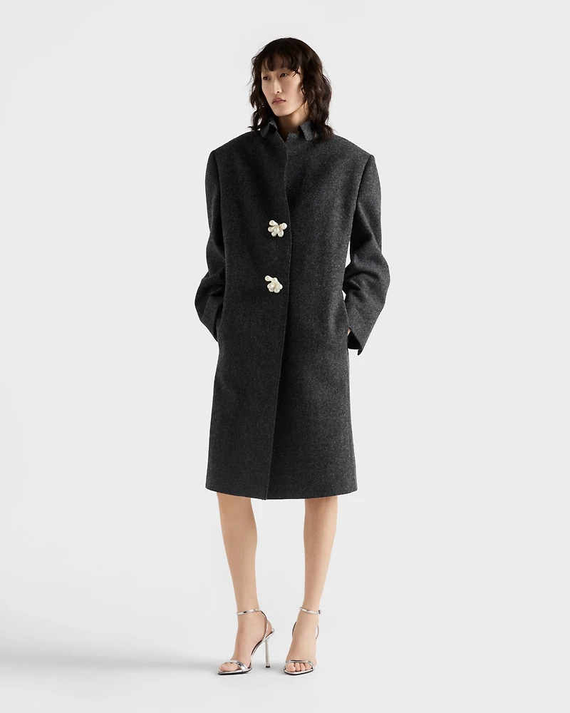 Shetland wool coat with jewel buttons