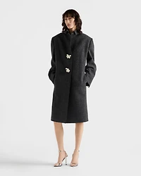 Shetland wool coat with jewel buttons