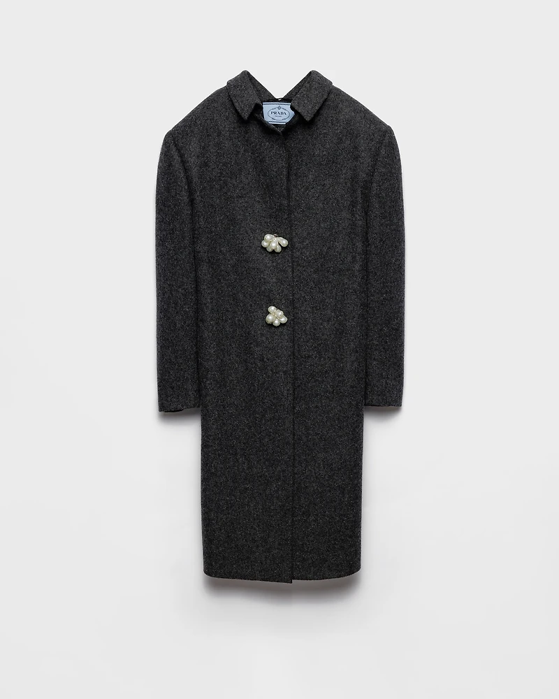 Shetland wool coat with jewel buttons
