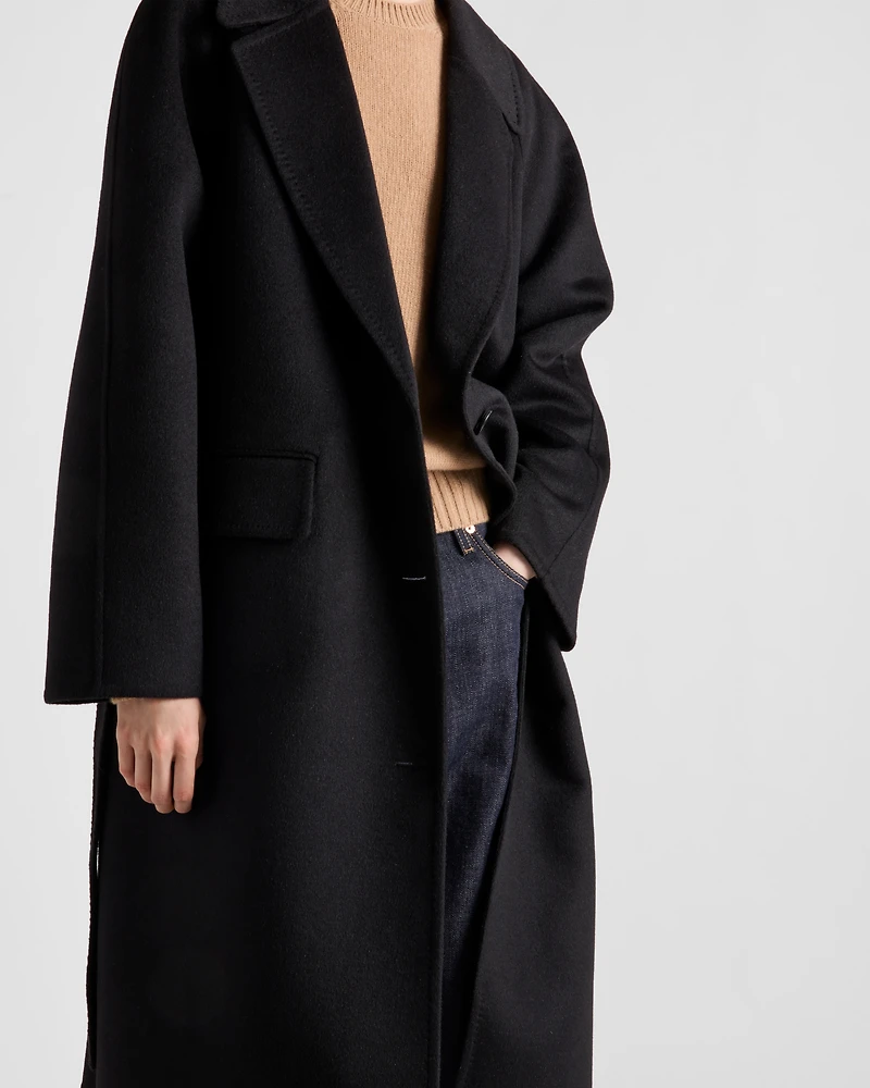Single-breasted cashgora coat