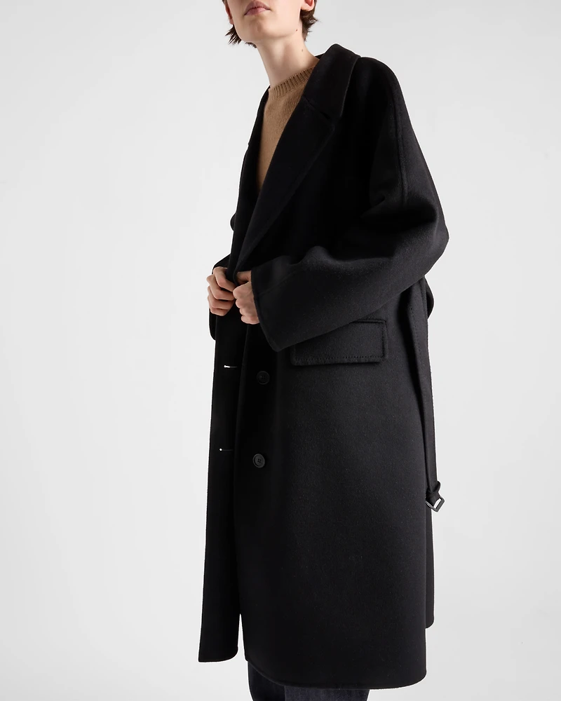 Single-breasted cashgora coat