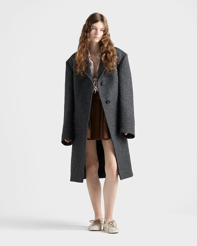 Single-breasted chevron wool jacket