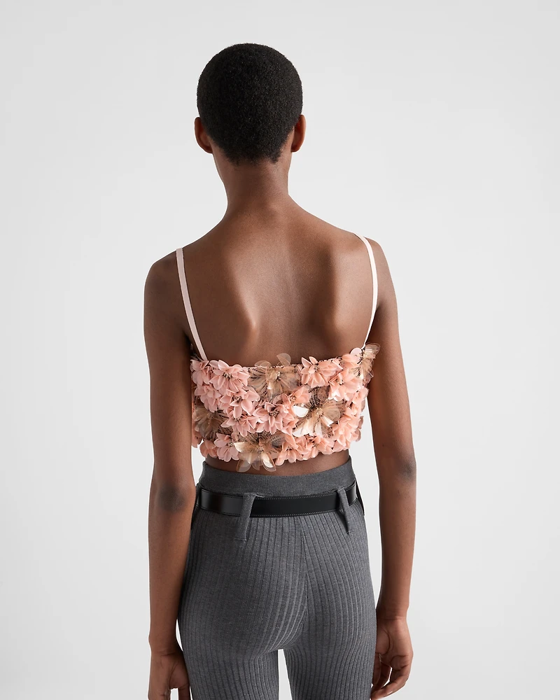 Embroidered organza top