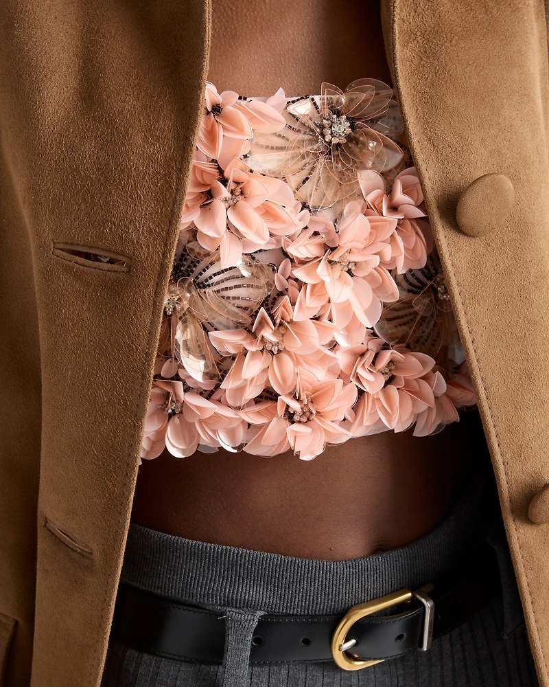 Embroidered organza top