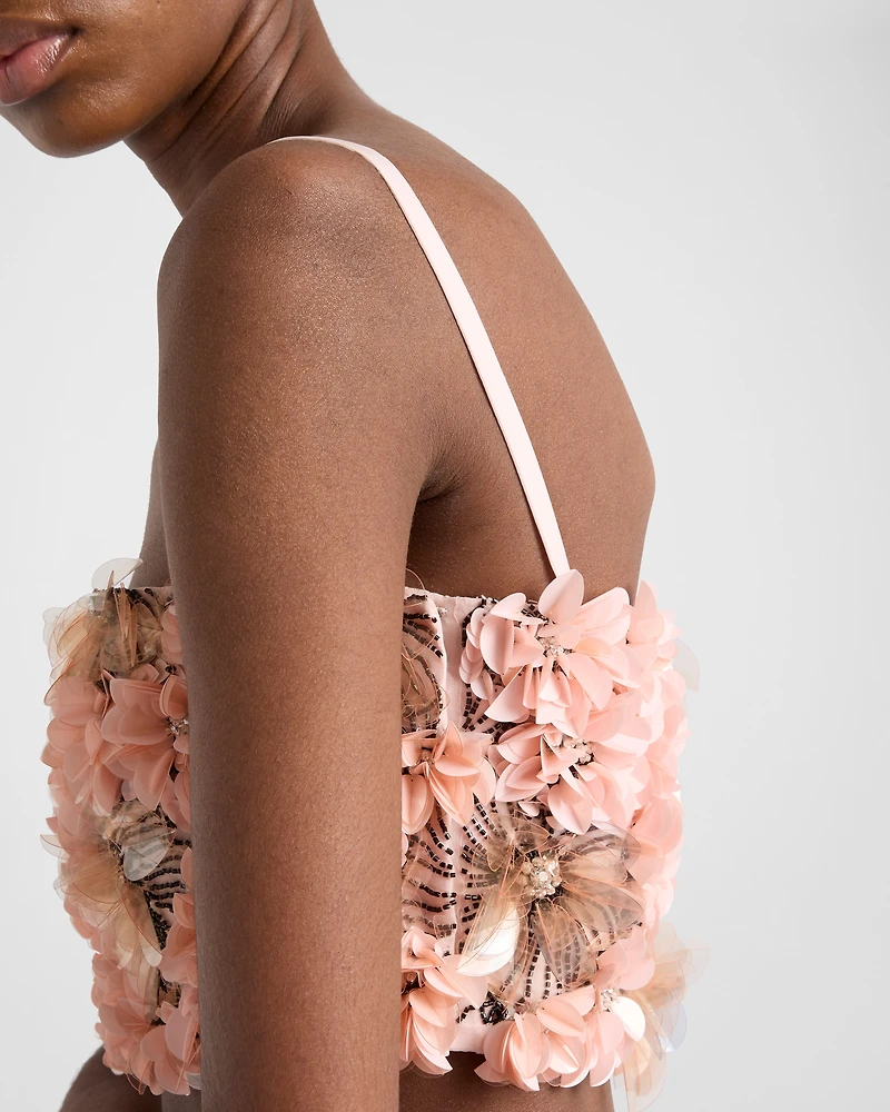 Embroidered organza top