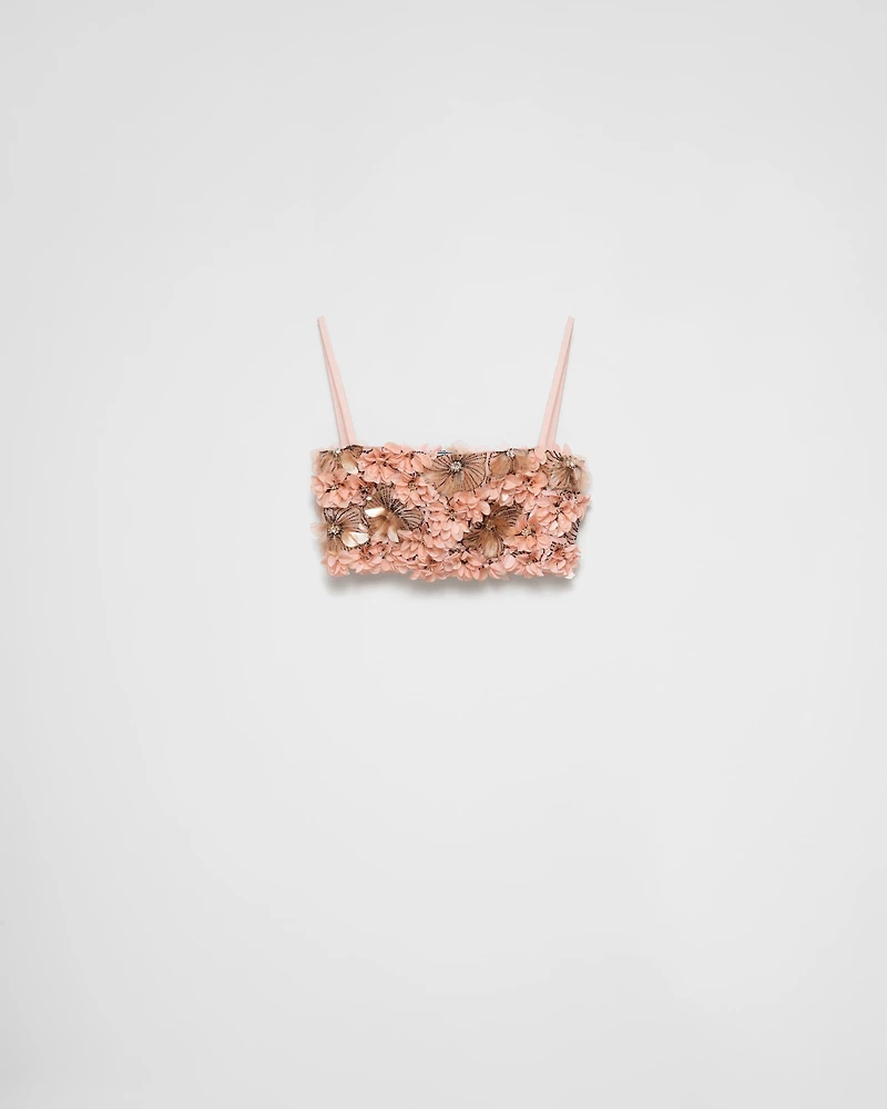 Embroidered organza top