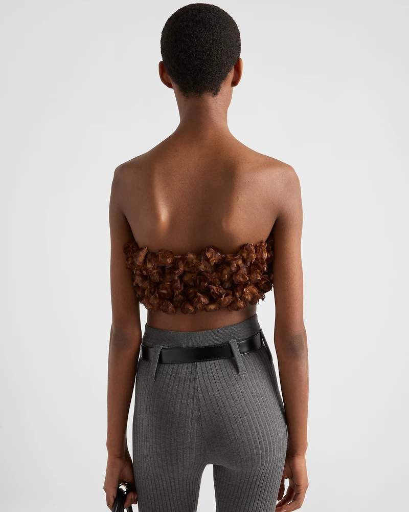 Embroidered organza bandeau top