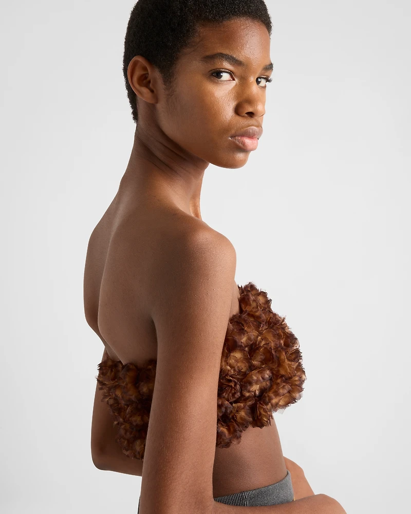 Embroidered organza bandeau top