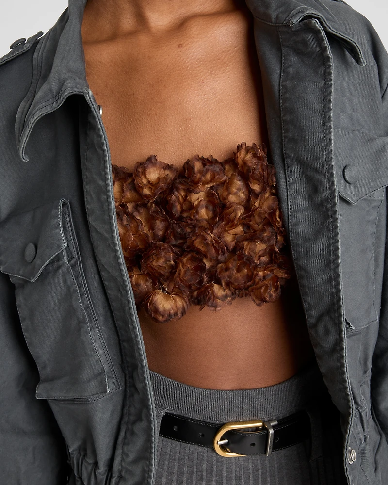Embroidered organza bandeau top
