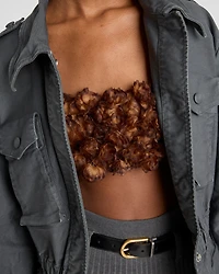 Embroidered organza bandeau top
