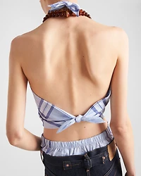 Checked cotton halter top