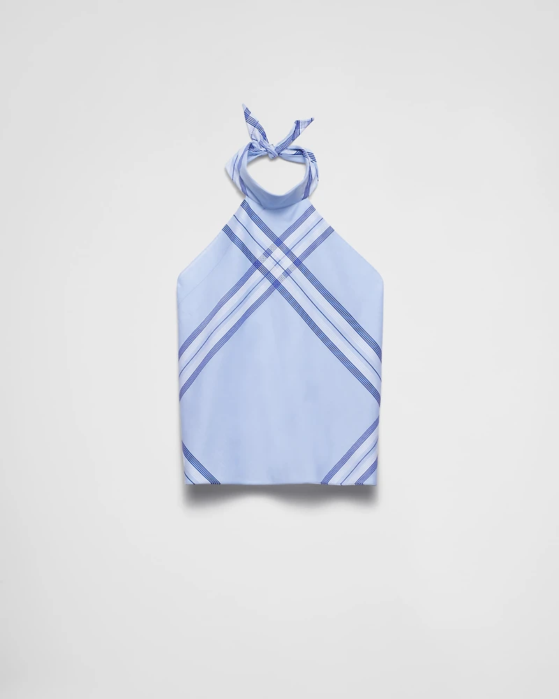Checked cotton halter top