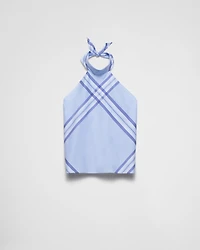 Checked cotton halter top