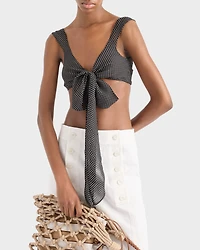 Polka-dot silk chiffon bralette top