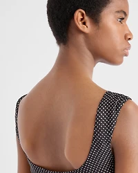 Polka-dot silk chiffon bralette top