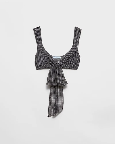 Polka-dot silk chiffon bralette top
