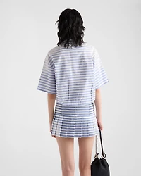 Striped old poplin polo shirt