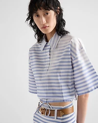 Striped old poplin polo shirt