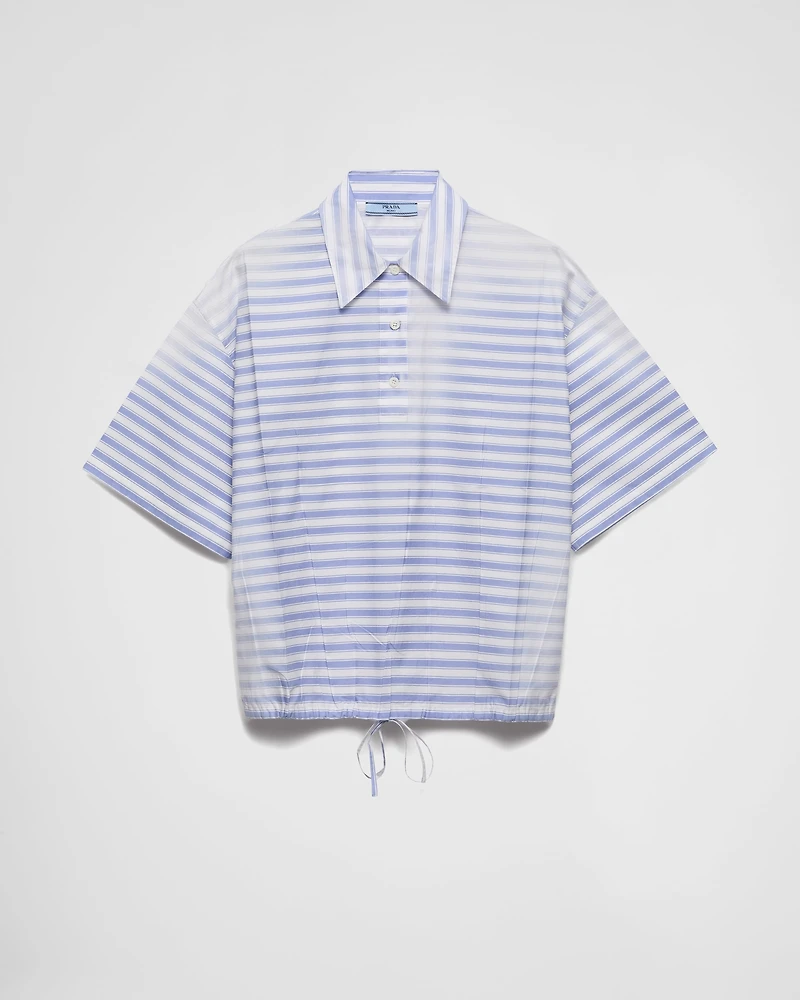 Striped old poplin polo shirt