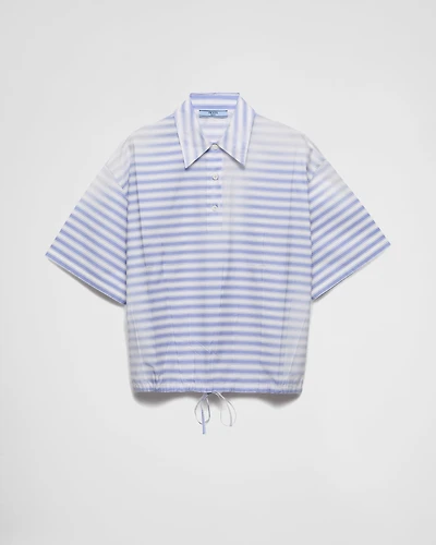 Striped old poplin polo shirt