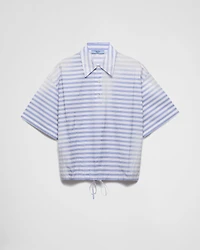 Striped old poplin polo shirt