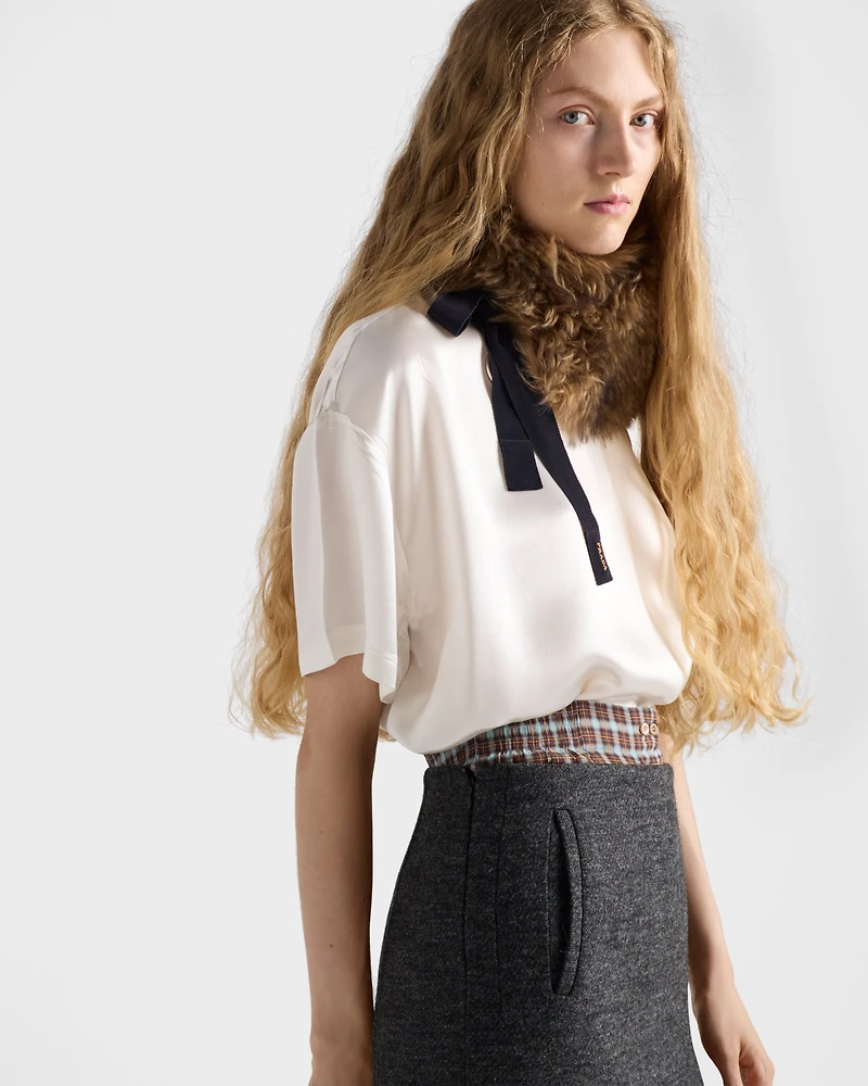 Short-sleeved satin top