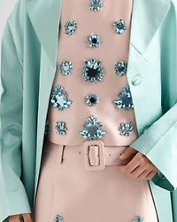 Embroidered silk and wool top
