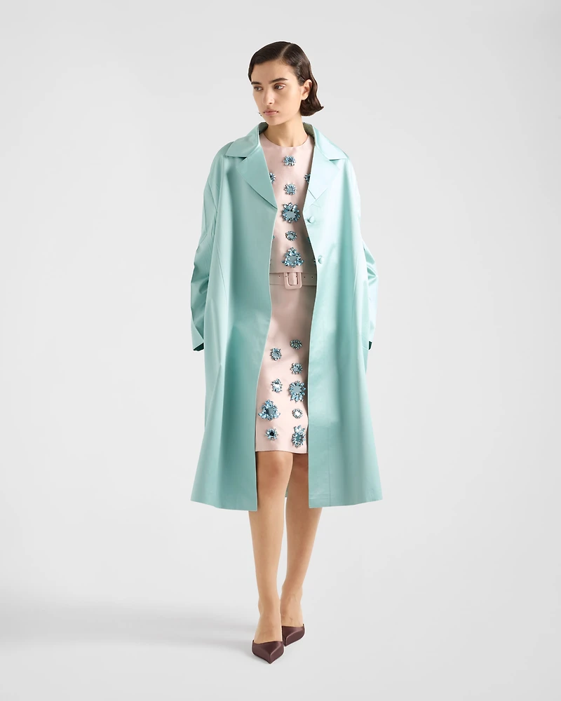 Embroidered silk and wool top