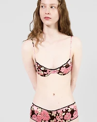 Printed satin bra