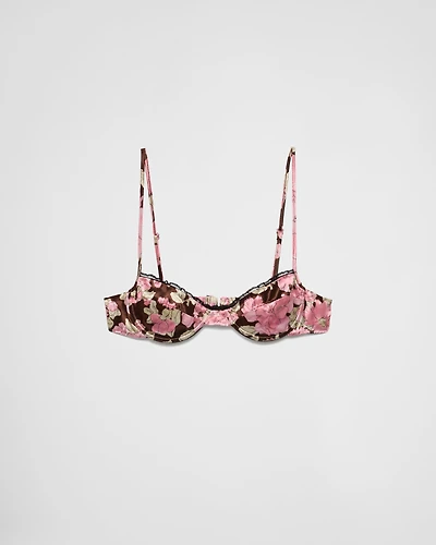 Printed satin bra