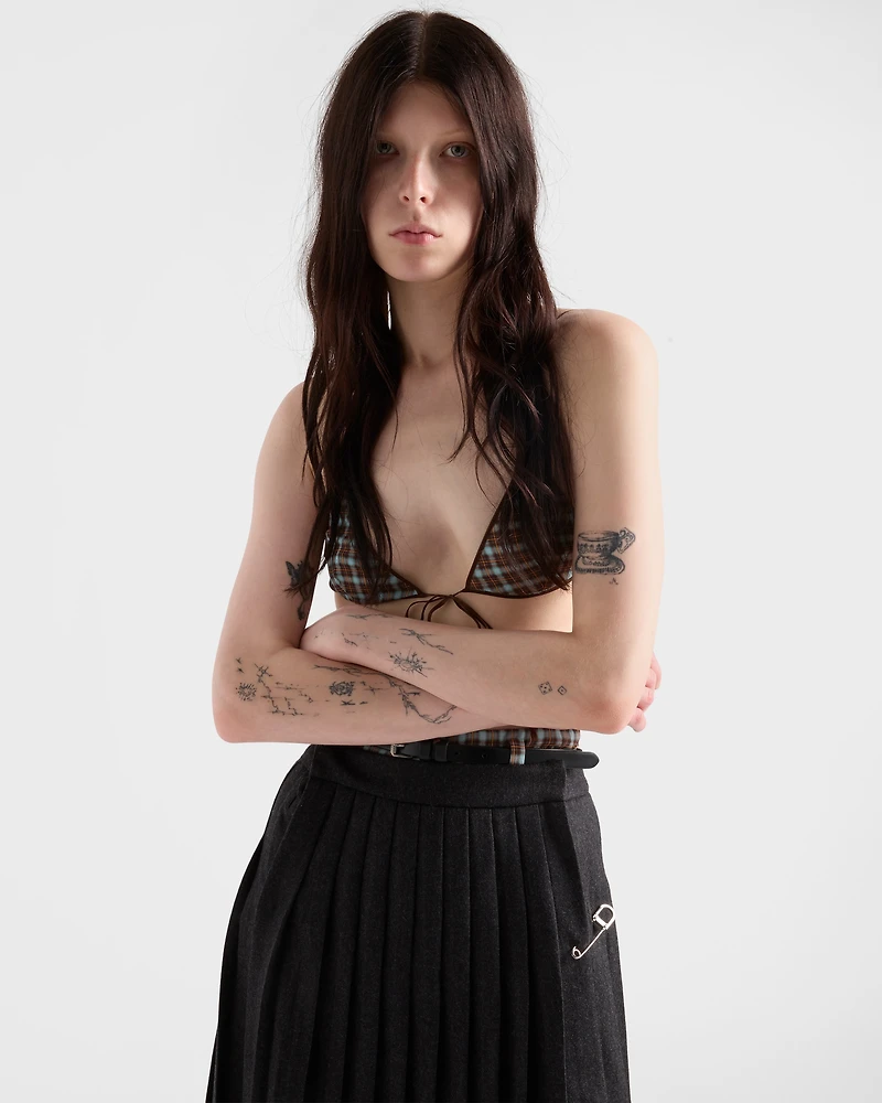 Checked georgette bra