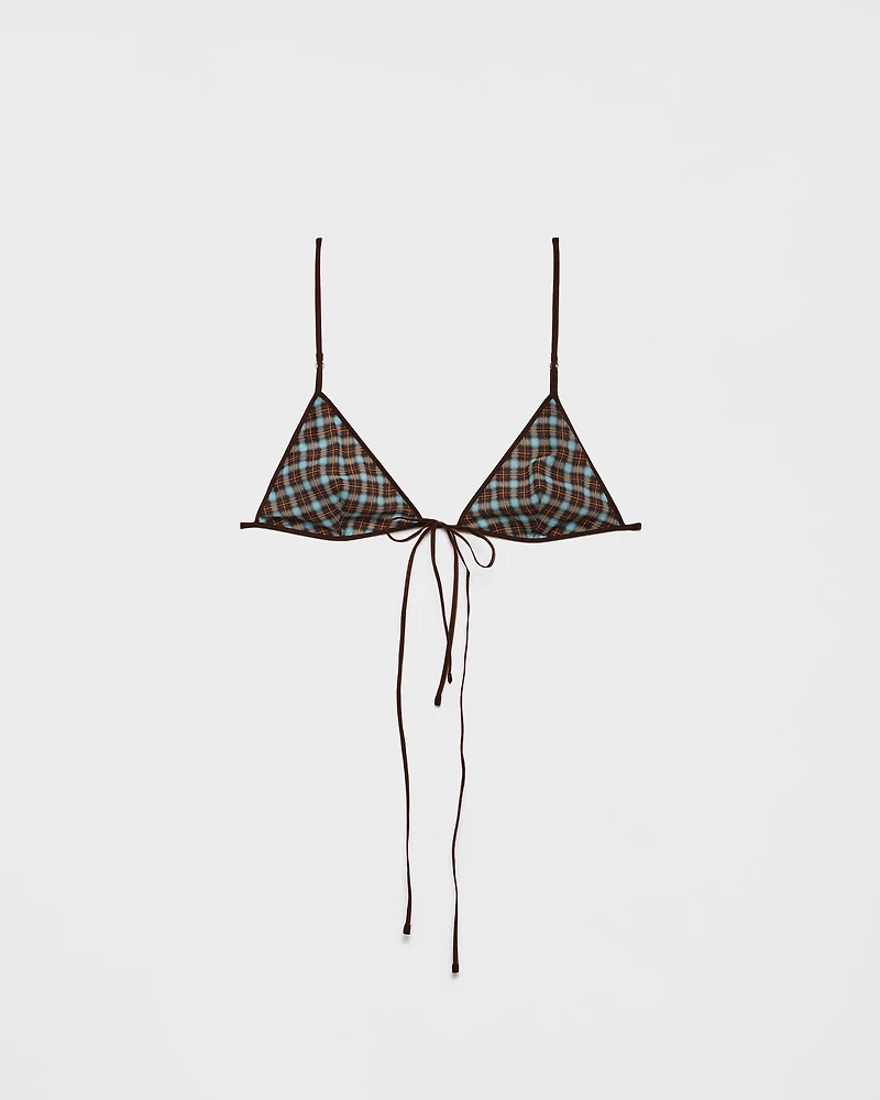 Checked georgette bra
