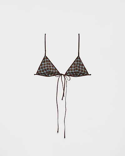 Checked georgette bra