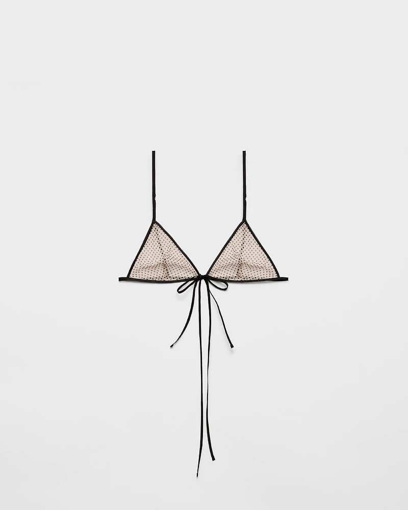 Polka-dot silk chiffon bra
