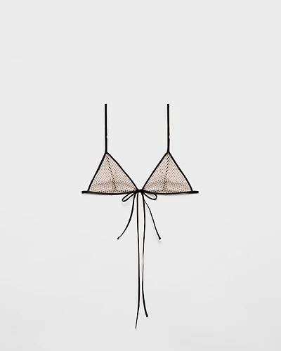 Polka-dot silk chiffon bra
