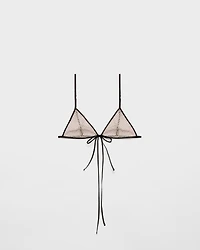 Polka-dot silk chiffon bra