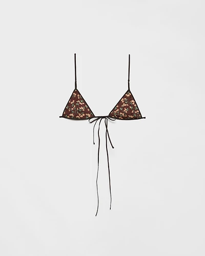 Floral print georgette bra