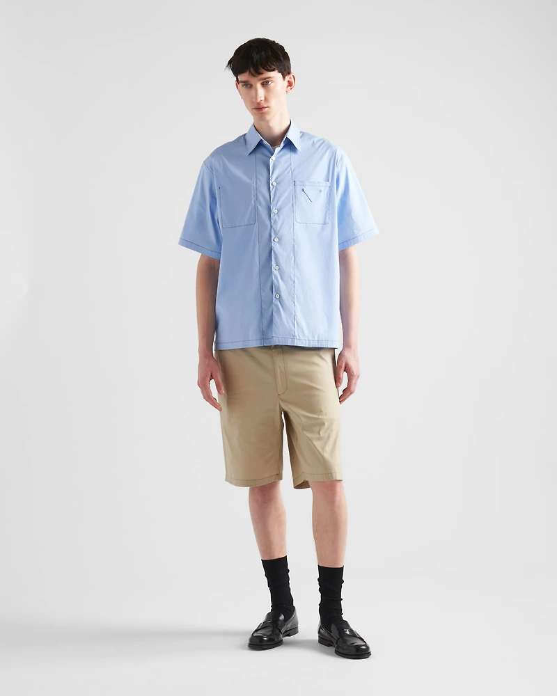 Short-sleeved stretch cotton shirt