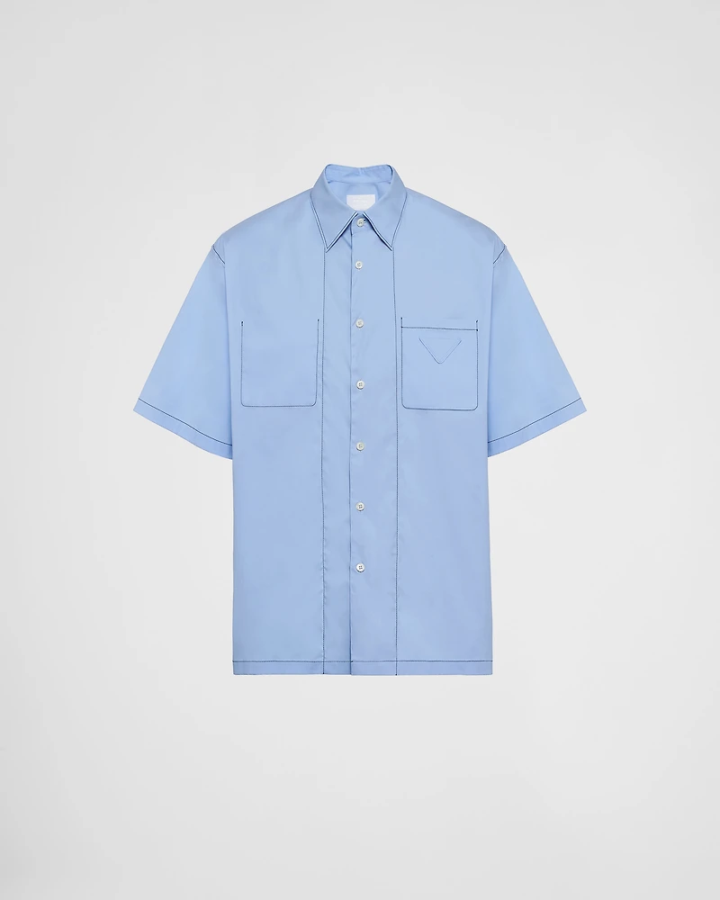 Short-sleeved stretch cotton shirt