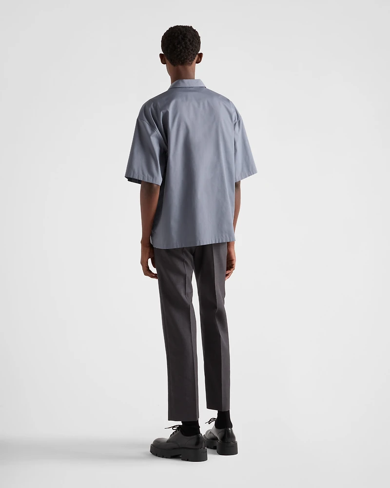 Short-sleeved technical cotton shirt