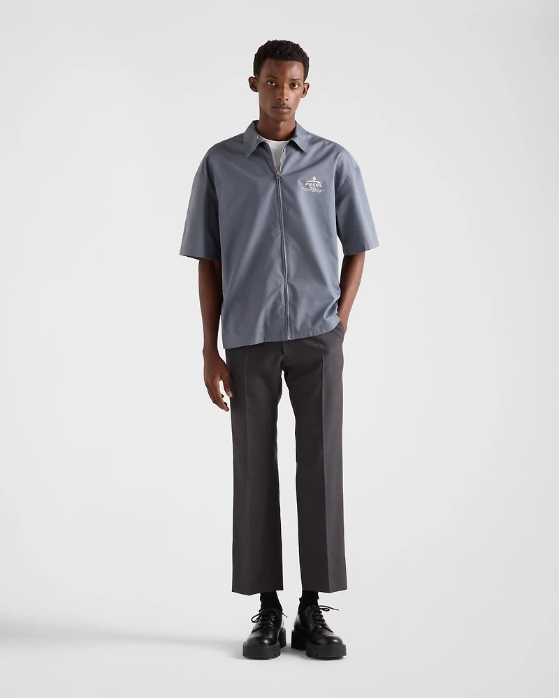 Short-sleeved technical cotton shirt