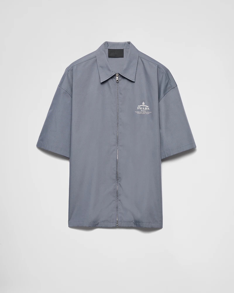 Short-sleeved technical cotton shirt
