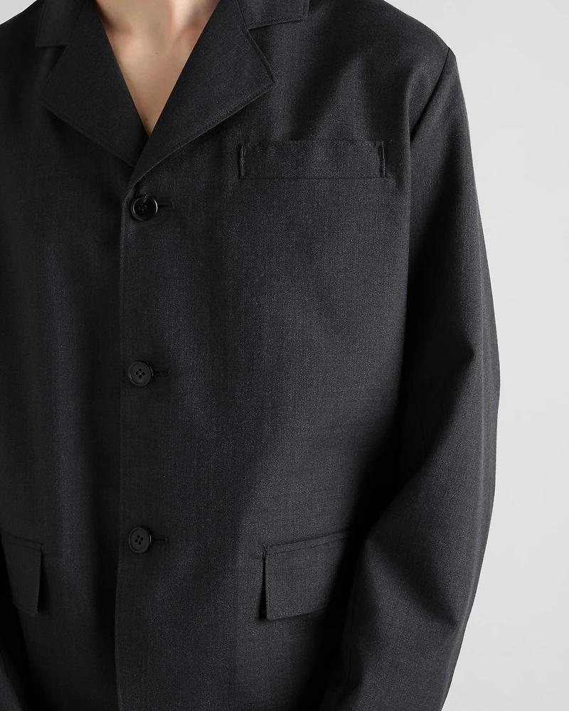 Single-breasted wool and silk jacket