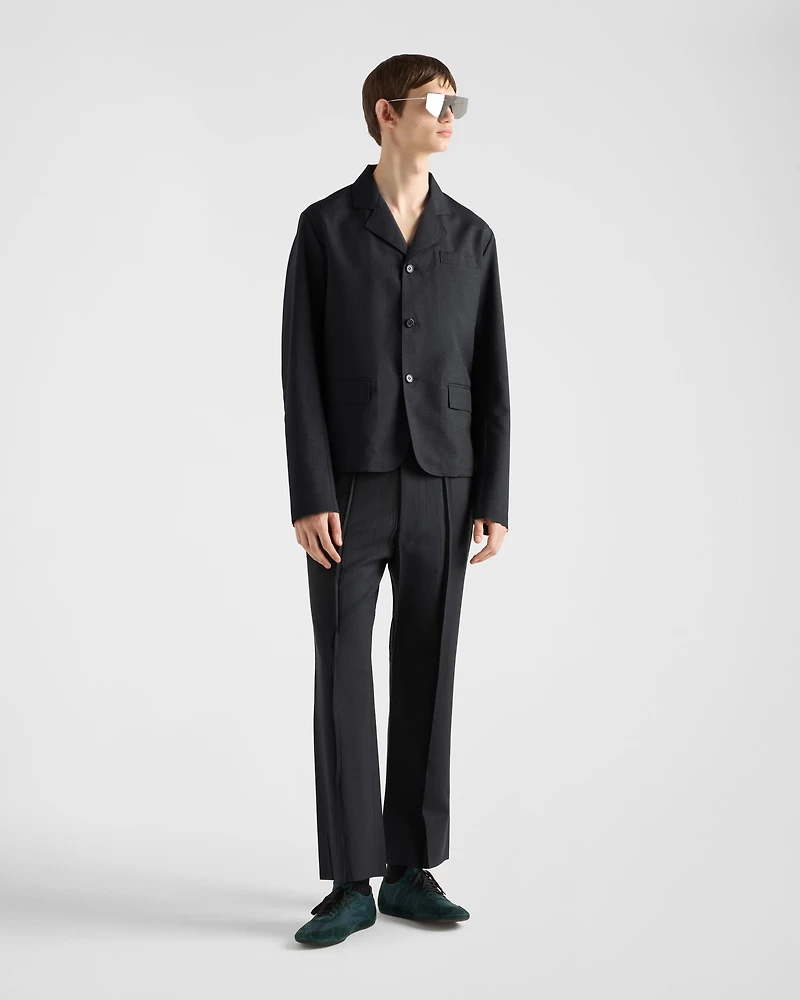 Single-breasted wool and silk jacket