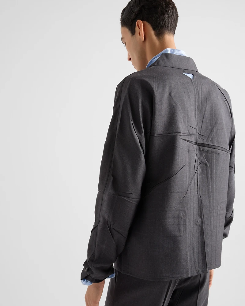 Single-breasted wool and silk jacket
