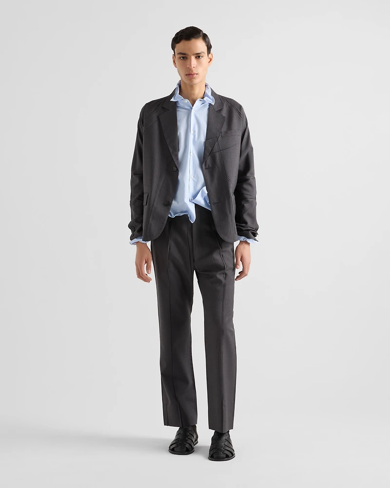 Single-breasted wool and silk jacket